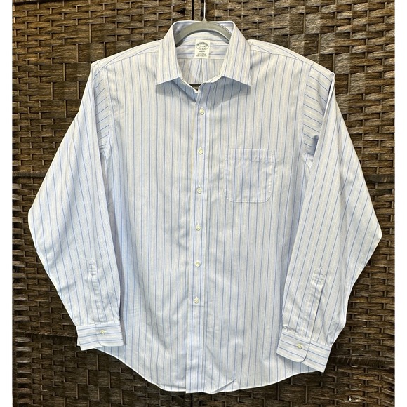 Brooks Brothers Regent Blue Stripe Button Down Dress Shirt Mens 16 1/2 36 - Picture 2 of 9